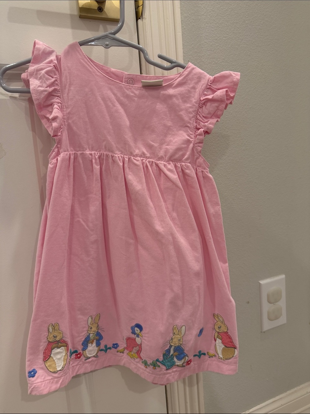 Peter rabbit Girls' Pink Embroidered Bunny Cotton Dress